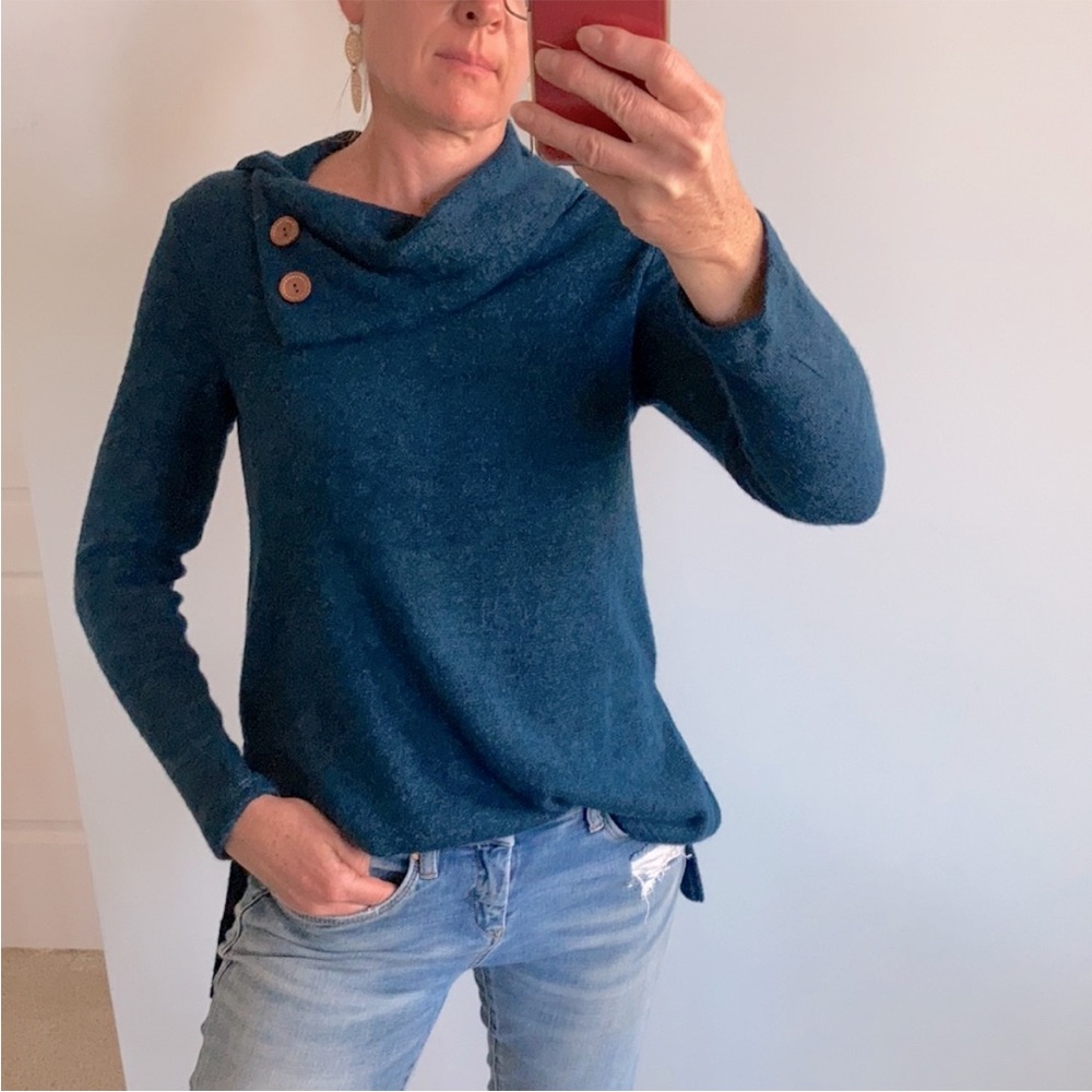 Cowl, Button Neck Sweater - Picture 1 of 6